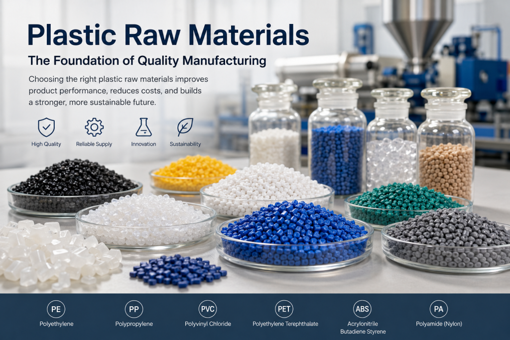 Plastic Raw Materials: How to Choose the Right Type 2 Plastic raw materials including polymer resin pellets for manufacturing