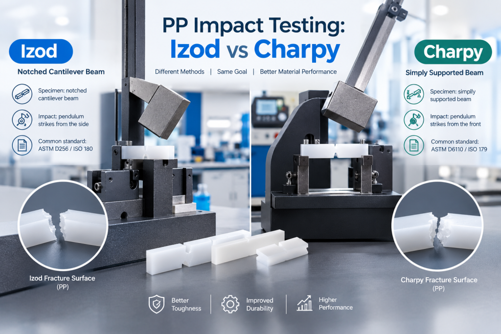 PP impact testing of polypropylene specimens using Izod and Charpy methods